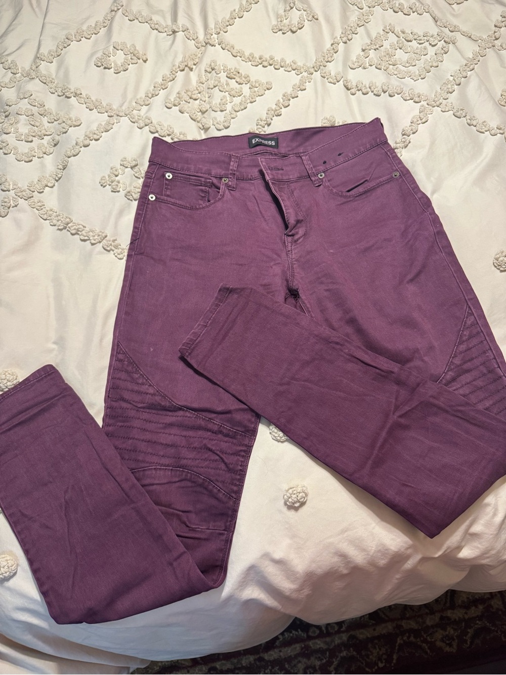Express Plum Skinny Moto Jeans